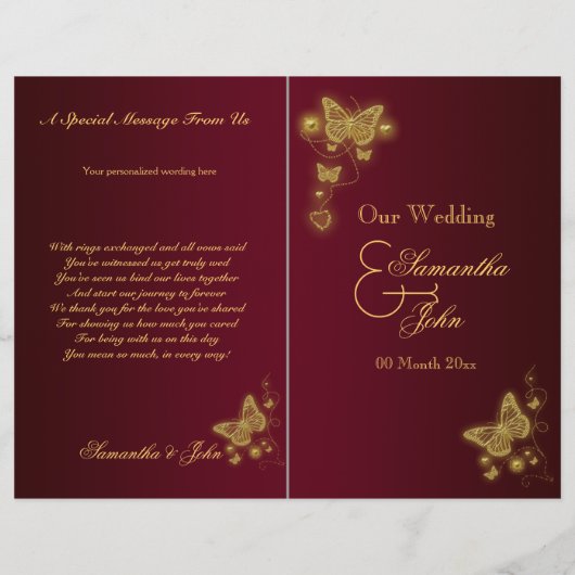 Burgundy Gold-vlinderbruiloft (Achterkant)