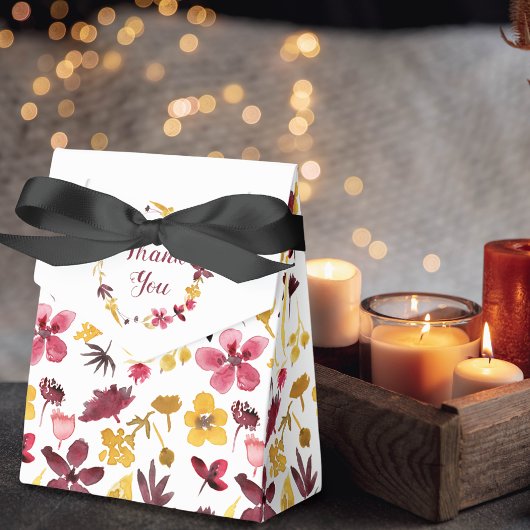 Burgundy Gold Waterverf Floral Hartelijk dank Bedankdoosjes
