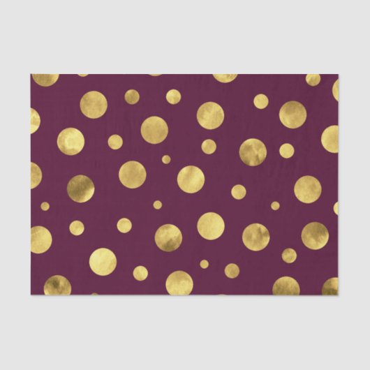 Burgundy Gold Waterverf Polka Dots Tissuepapier (Voorkant)