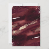 Burgundy Gold Waterverf Wedding Invitation Kaart (Achterkant)