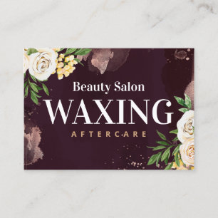 Burgundy Gold Waxing Aftercare Card Visitekaartje
