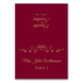 Burgundy & Gold Wedding DIY Fold Place Card Kaart (Voorkant)