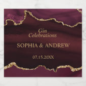 Burgundy Gold Wedding Liquor Fleslabel Likeurfles Etiket (Enkel label)