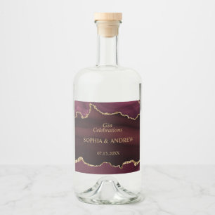 Burgundy Gold Wedding Liquor Fleslabel Likeurfles Etiket