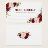 Burgundy Gold Wedding Music Song Request Kaart B (Voorkant /achterkant)