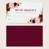 Burgundy Gold Wedding Music Song Request Kaart GB (Voorkant /achterkant)