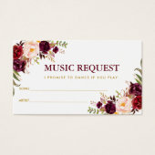 Burgundy Gold Wedding Music Song Request Kaart GB (Voorkant)