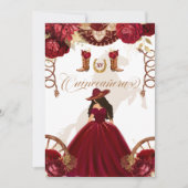Burgundy Gold Western Charro 2-Sided Quinceanera Kaart (Voorkant)