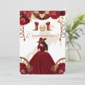 Burgundy Gold Western Charro 2-Sided Quinceanera Kaart (Staand voorkant)