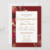 Burgundy Gold Western Charro 2-Sided Quinceanera Kaart (Achterkant)