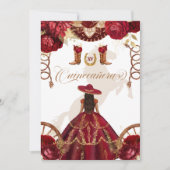Burgundy Gold Western Charro 2-Sided Quinceañera Kaart (Voorkant)
