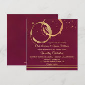 Burgundy Gold Wine Stain Rings Wedding Invitation Kaart (Voorkant / Achterkant)