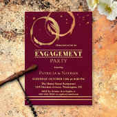 Burgundy Gold Wine Stain Verloving Invitation Kaart