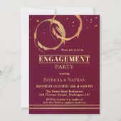 Burgundy Gold Wine Stain Verloving Invitation Kaart (Voorkant)