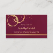Burgundy Gold Wine Weddenschap Website Kaarten inv (Achterkant)