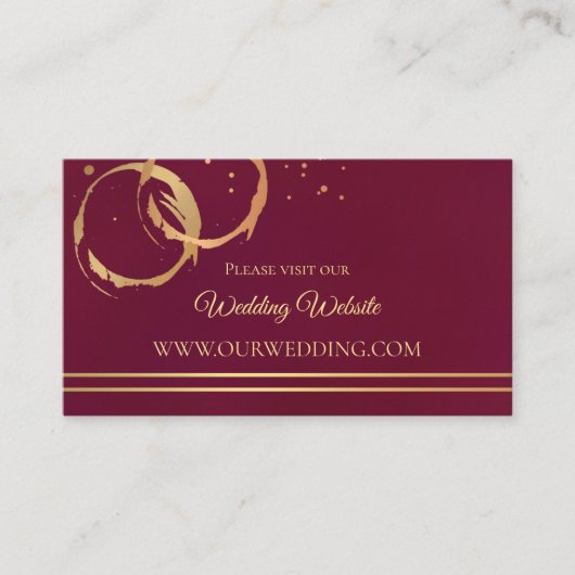 Burgundy Gold Wine Weddenschap Website Kaarten inv (Voorkant)