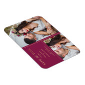 Burgundy Golden 2 Foto's Minimalist Wedding Date Magneet (Rechterzijde)