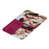 Burgundy Golden 2 Foto's Minimalist Wedding Date Magneet (Linkerzijde)