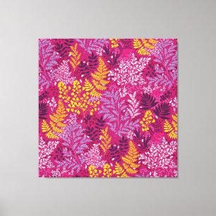 Burgundy Golden Autumn Forest Leaves Canvas Afdruk