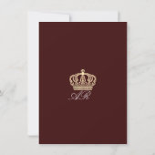 Burgundy Golden Crown Royal Glitter 16e Bridal Kaart (Achterkant)