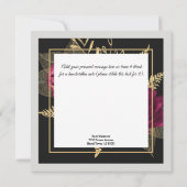 Burgundy Golden elegant Roos Birthday Eigen naam Kaart (Achterkant)