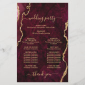 Burgundy Golden Marble Wedding Ceremony Program (Achterkant)
