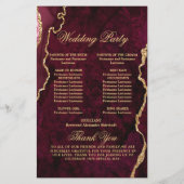 Burgundy Golden Marble Wedding Ceremony Program (Achterkant)