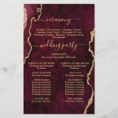 Burgundy Golden Marble Wedding Ceremony Program (Achterkant)