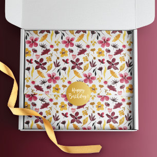 Burgundy Golden Yellow Floral Pattern Tissuepapier