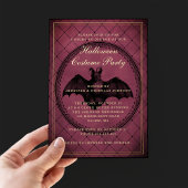 Burgundy Gothic Bat Halloween Costume Party Folie Uitnodiging