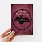 Burgundy Gothic Bat Halloween Costume Party Folie Uitnodiging