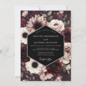 Burgundy Gothic Bloom Wedding Kaart (Voorkant)