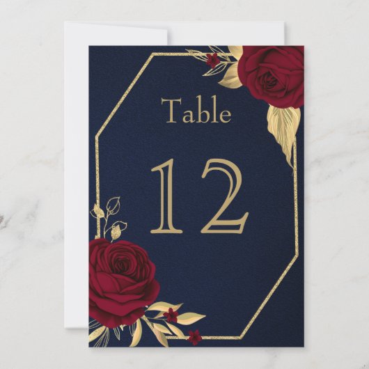 burgundy goubloemen geometrisch marinetafelnummer kaart (Achterkant)