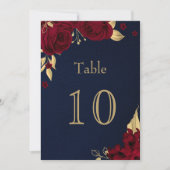 burgundy goubloemen marineblauw tafelnummer (Voorkant)