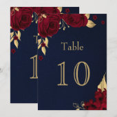 burgundy goubloemen marineblauw tafelnummer (Voorkant / Achterkant)