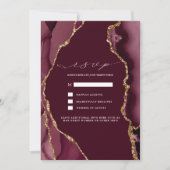 Burgundy & Goud Agaat Bruiloft RSVP Kaart (Voorkant)