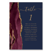 Burgundy Goud Agaat Marineblauw Bruiloft Kaart (Achterkant)