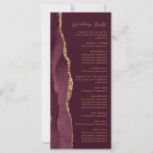 Burgundy Goud Agaat Schrift Huwelijksprogramma (Achterkant)