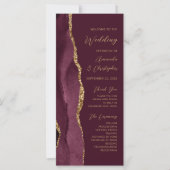 Burgundy Goud Agaat Schrift Huwelijksprogramma (Voorkant)