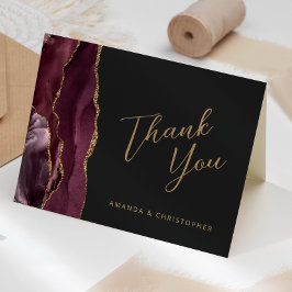 Burgundy Goud Agaat Script Donkere Trouw Dank Je Kaart