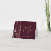Burgundy Goud Agaat Script Trouw Dank Je Kaart (Voorkant)