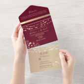 Burgundy Goud All-in-One Trouw Uitnodiging (Afscheurbaar)