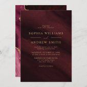 Burgundy & Goud Calligrafie Save the Date Kaart (Voorkant / Achterkant)