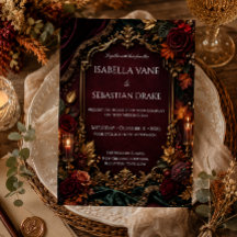 Burgundy & Goud Donkere Romantische Trouwdag