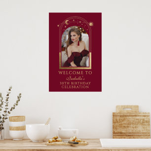 Burgundy Goud Hemel 30e Verjaardag Welkom Poster