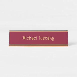 Burgundy Goud Professionele Trendy Minimalistische Bureau Naambordje