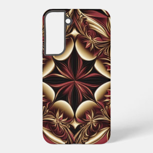 Burgundy Goud Zwarte Damast Bloem Samsung Galaxy Hoesje