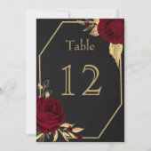 burgundy goudbloemen geometrisch zwart tafelnummer (Voorkant)