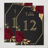 burgundy goudbloemen geometrisch zwart tafelnummer (Voorkant / Achterkant)