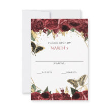Burgundy Gouden Bloem Vlinders Quinceanera 